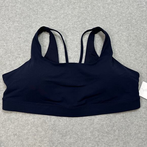 Athleta Exhale Bra D-DD+ Sports Bra WMNS 2X Navy Blue Removable Pad Strappy Back - Picture 1 of 15